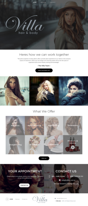 Web Design by rightway for Villa Hair and Body | Design: #13235428