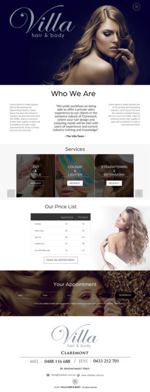 Web Design by rightway for Villa Hair and Body | Design: #13236599