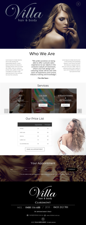 Web Design by rightway for Villa Hair and Body | Design: #13236677