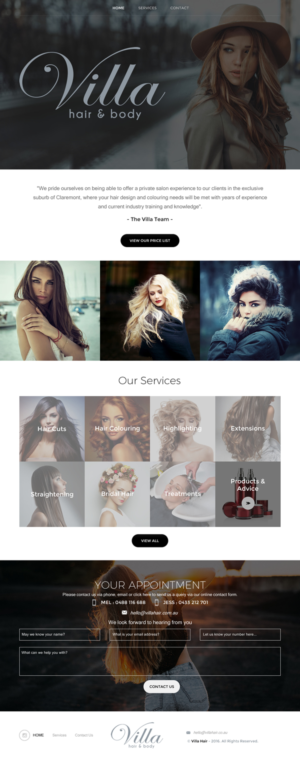 Web Design by rightway for Villa Hair and Body | Design: #13237665