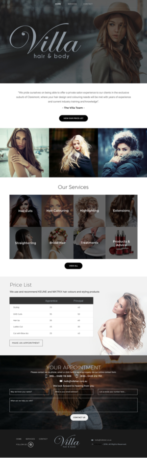 Web Design by rightway for Villa Hair and Body | Design: #13238603