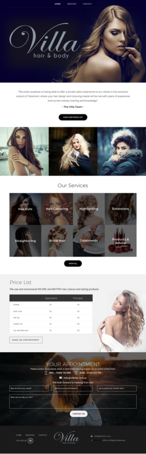 Diseño Web por rightway para Villa Hair and Body | Diseño: #13240632