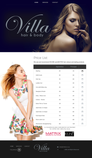 Diseño Web por rightway para Villa Hair and Body | Diseño: #13242932