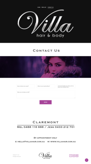 Web Design by DesignersLounge for Villa Hair and Body | Design: #13238838