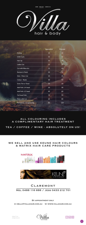 Web Design by DesignersLounge for Villa Hair and Body | Design: #13238839
