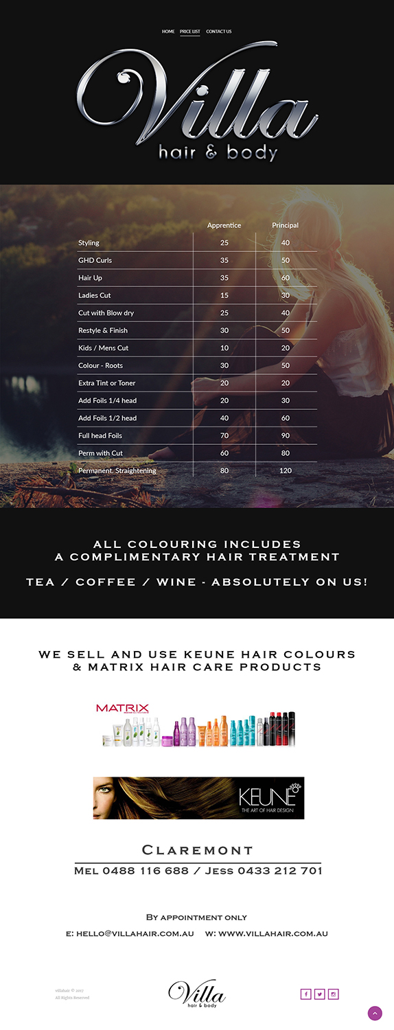 Web Design by DesignersLounge for Villa Hair and Body | Design #13238842