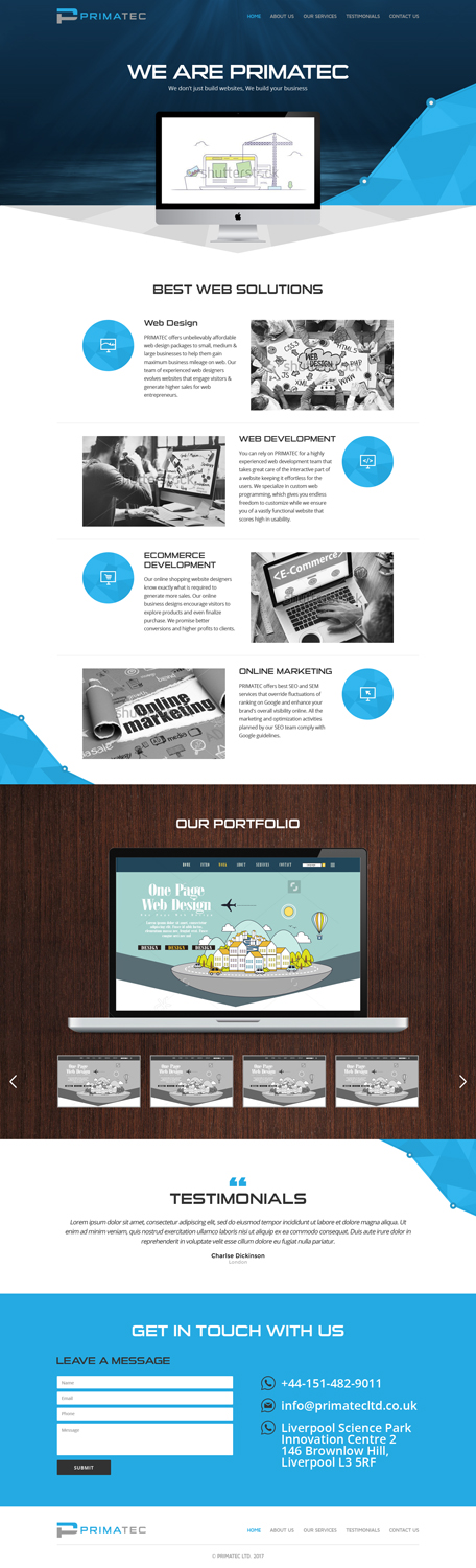 Web Design by Pentarts for PrimaTec LTD. | Design #13325238