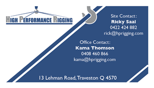 Business Card Design by G. Aubert for High Performance Rigging | Design: #2460508