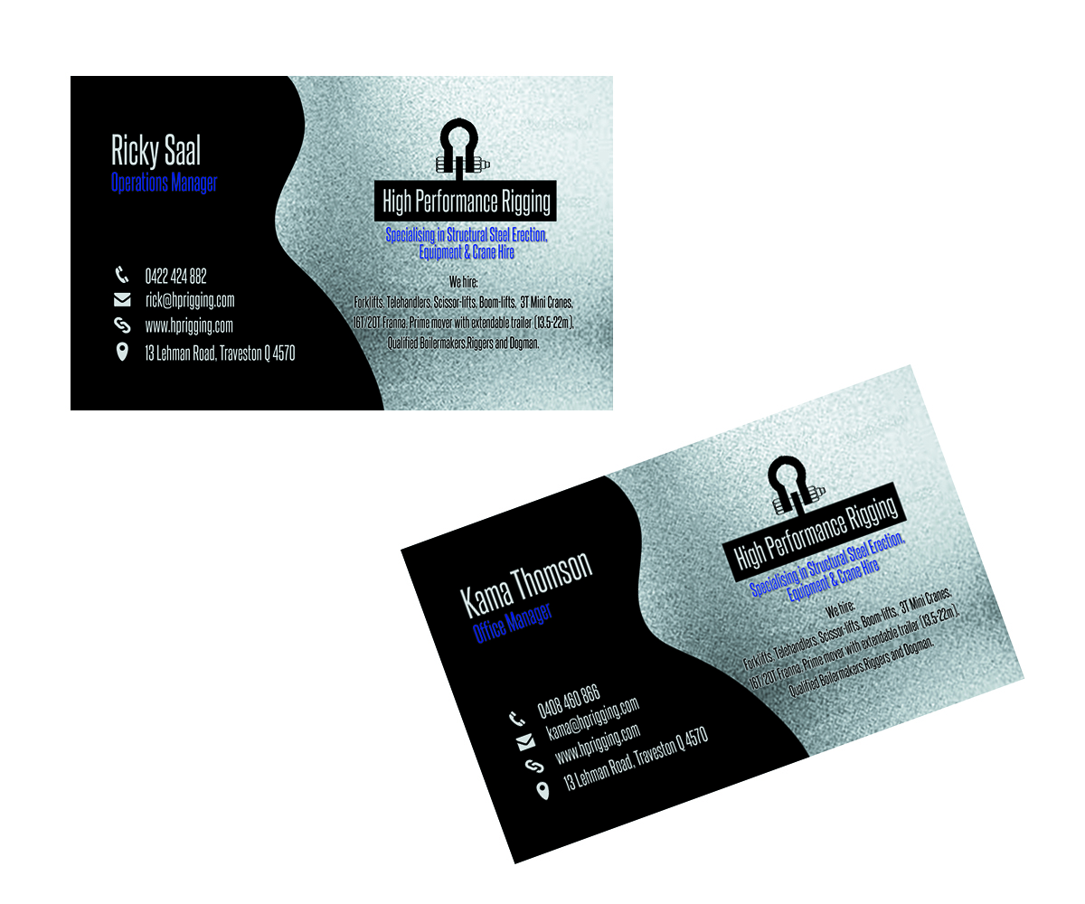 Business Card Design by  Ladyluck Innovations for High Performance Rigging | Design #2471943