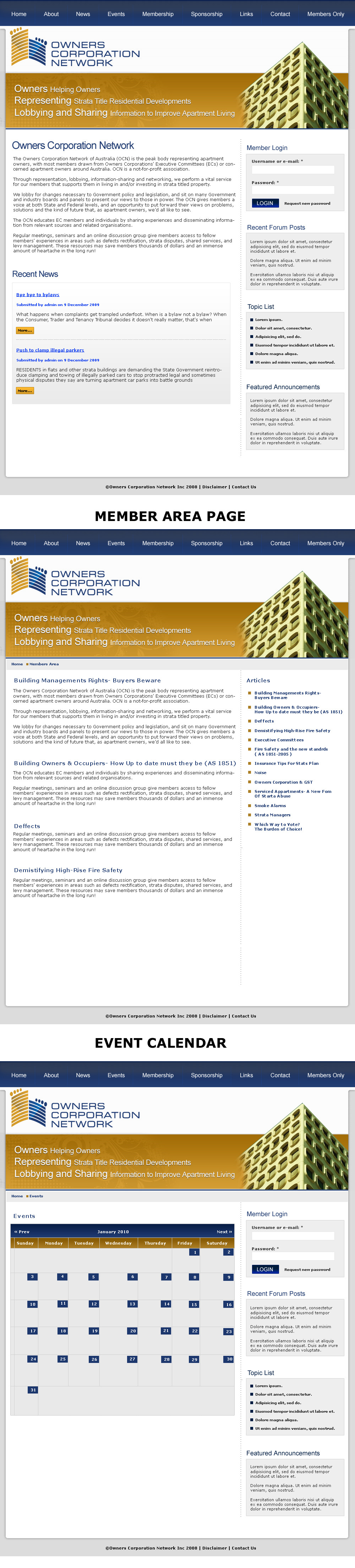 Web Design by LogoDesigns.ae for Owners Corporation Network of Australia Inc | Design #34462