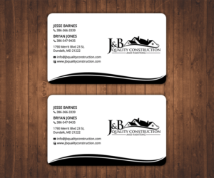Business Card Design by Stylez Designz for J & B Quality Construction LLC | Design: #13349325