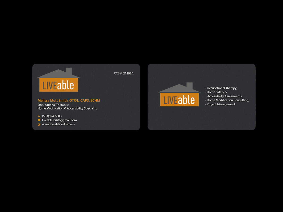Visitenkarten-Design von Creations Box 2015 für LiveAble LLC | Design #13287136
