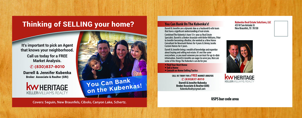 Postcard Design by Venus L. Penaflor for Kubenka Real Estate Solutions, LLC | Design #13290070