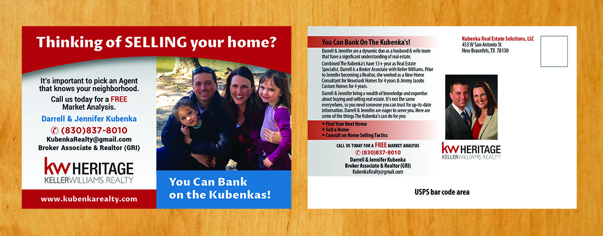 Postcard Design by Venus L. Penaflor for Kubenka Real Estate Solutions, LLC | Design #13301353