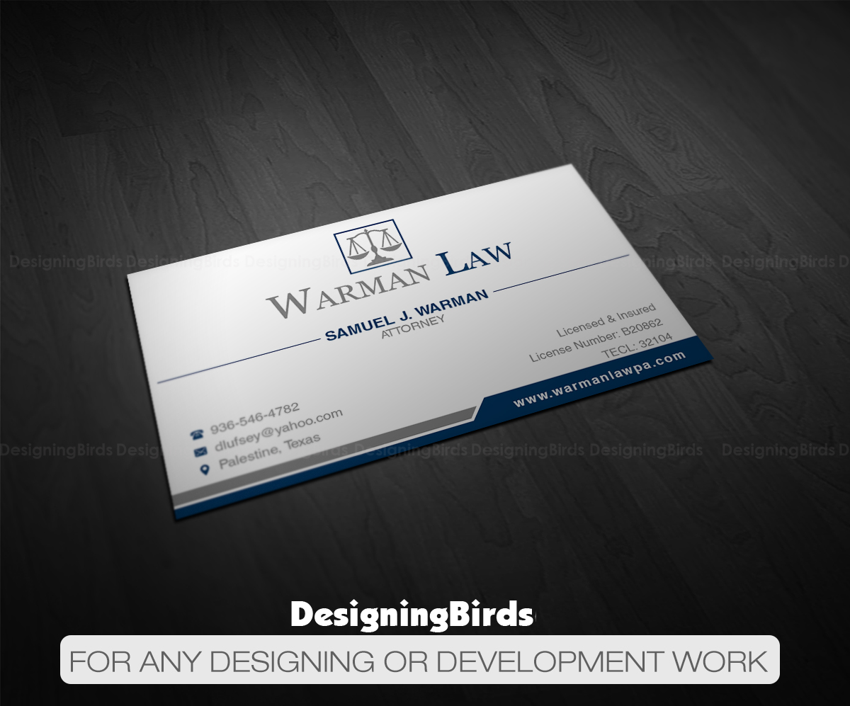 Business Card Design by Designing Birds for Warman Law, P.A. | Design #13386389
