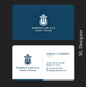 Business Card Design by SL Designer for Warman Law, P.A. | Design: #13299045