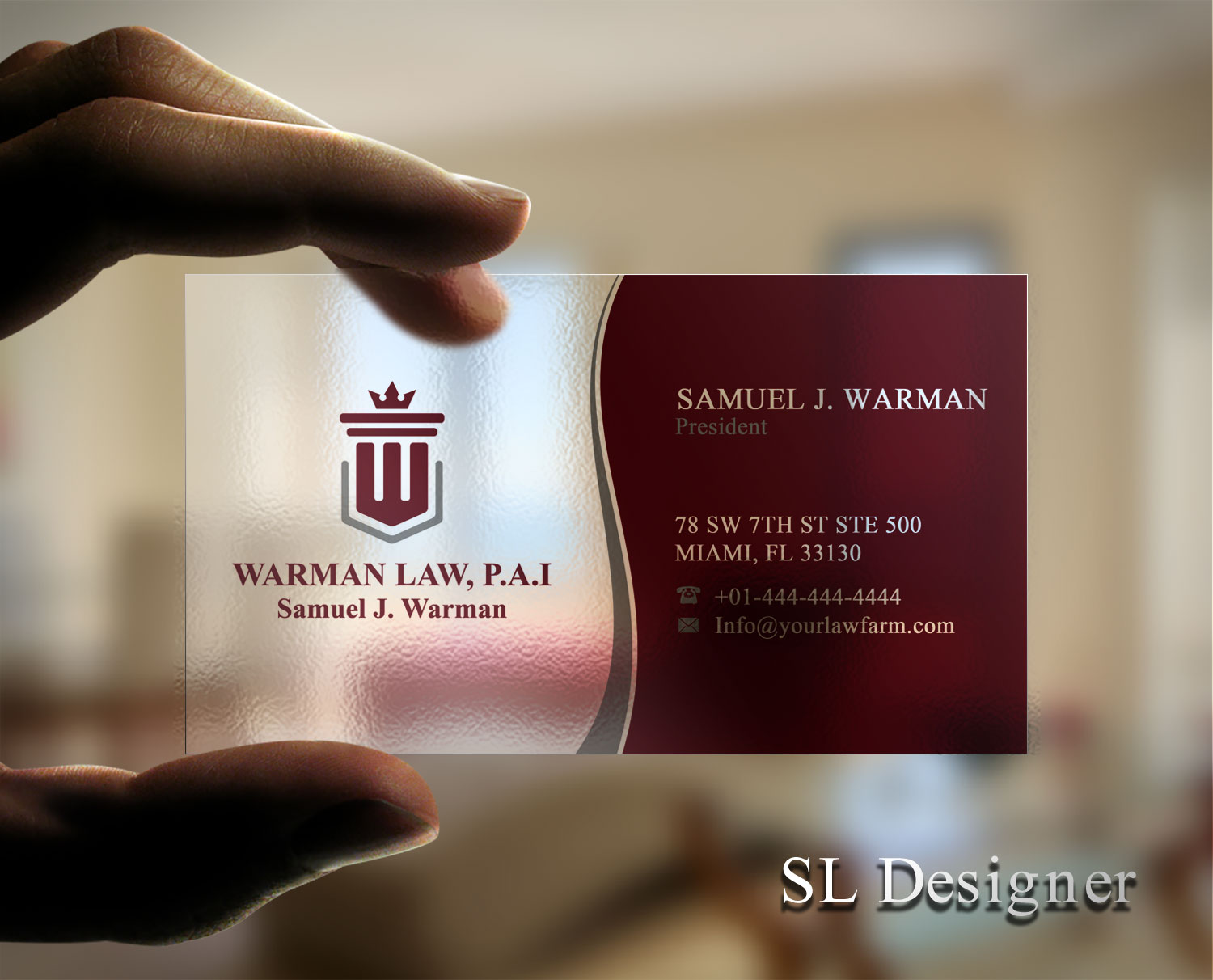 Business Card Design by SL Designer for Warman Law, P.A. | Design #13299062