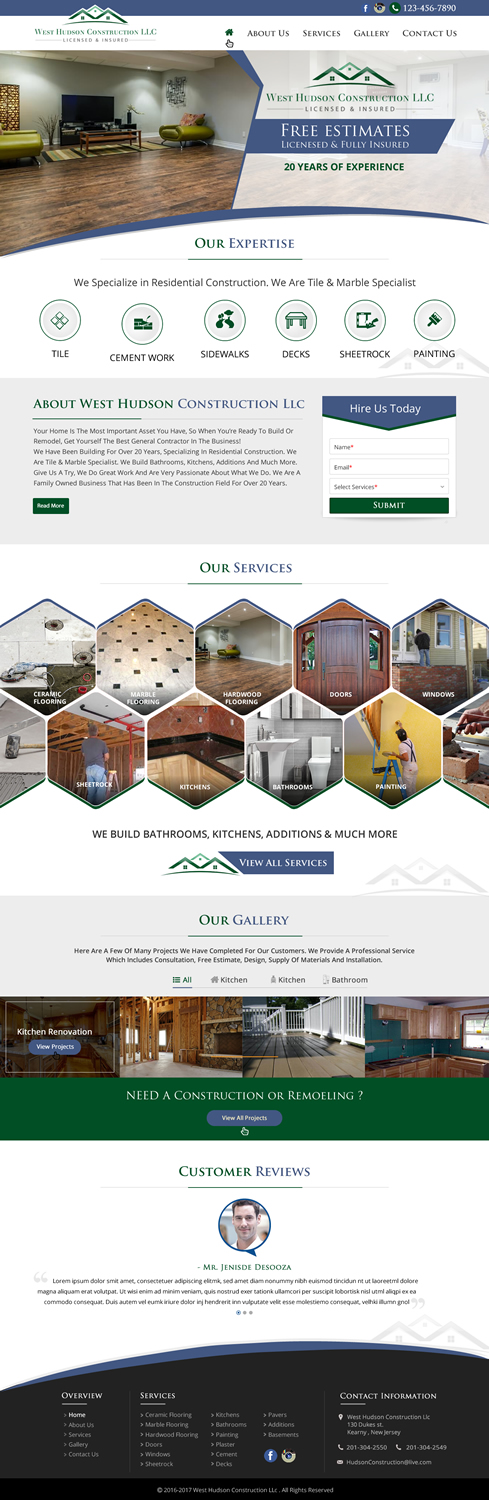 Web Design by HarmiDesigning for West Hudson Construction LLC | Design #13459468