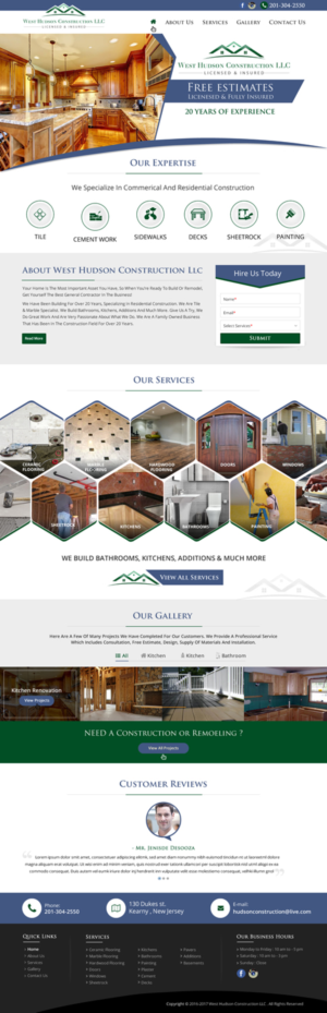 Diseño Web por harmi_199 para West Hudson Construction LLC | Diseño: #13535190
