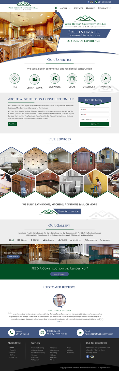 Web Design by harmi_199 for West Hudson Construction LLC | Design #13548162