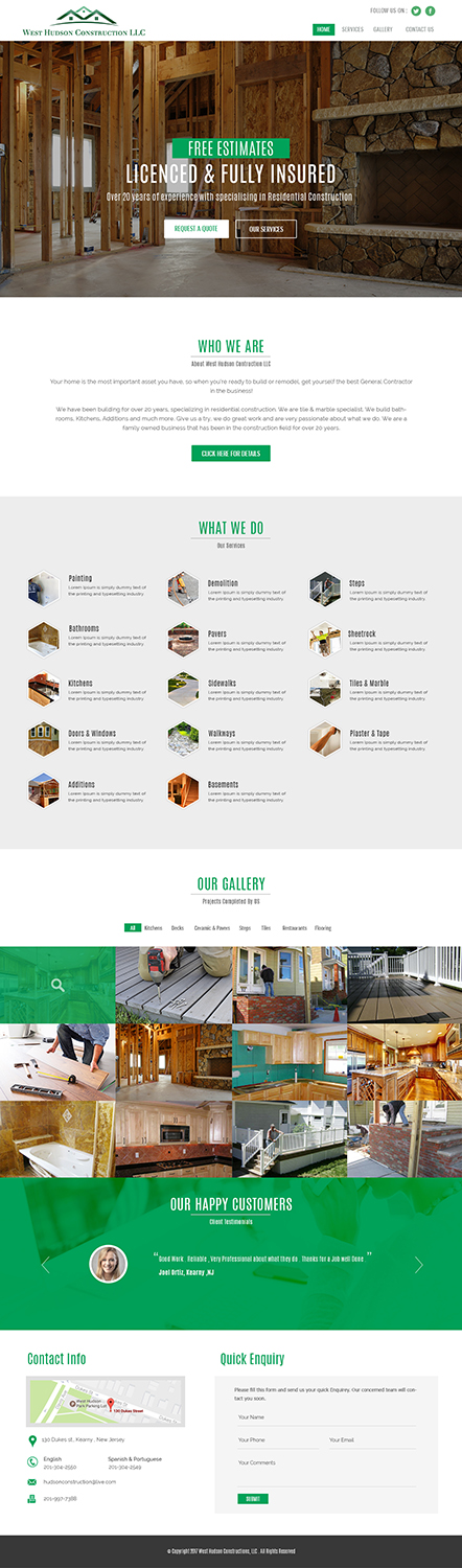 Web Design by webxvision for West Hudson Construction LLC | Design #13474647