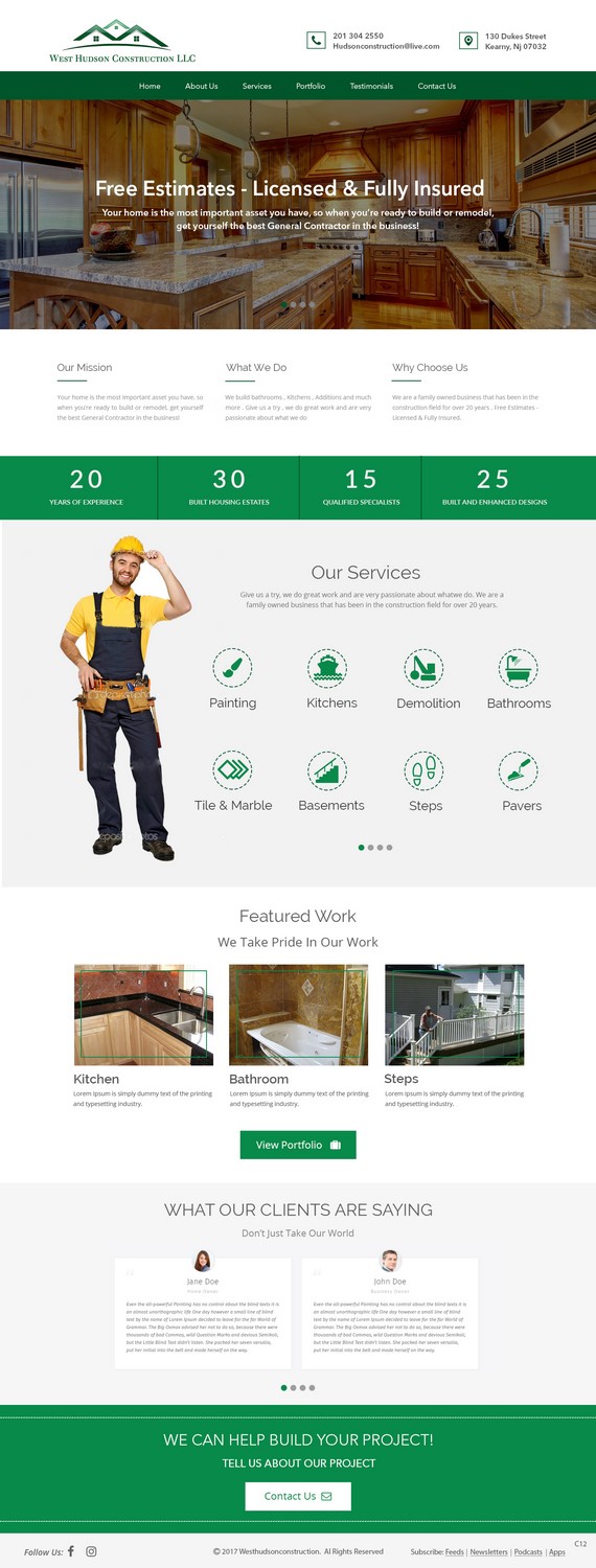 Web Design by pb for West Hudson Construction LLC | Design #13316474