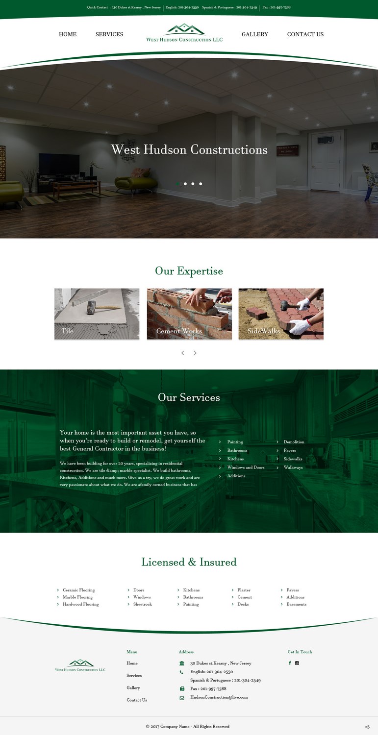Diseño Web por pb para West Hudson Construction LLC | Diseño #13326737
