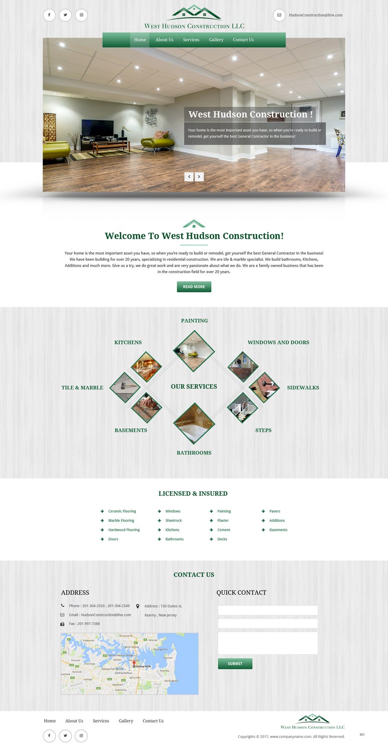 Web Design par pb pour West Hudson Construction LLC | Design #13326738