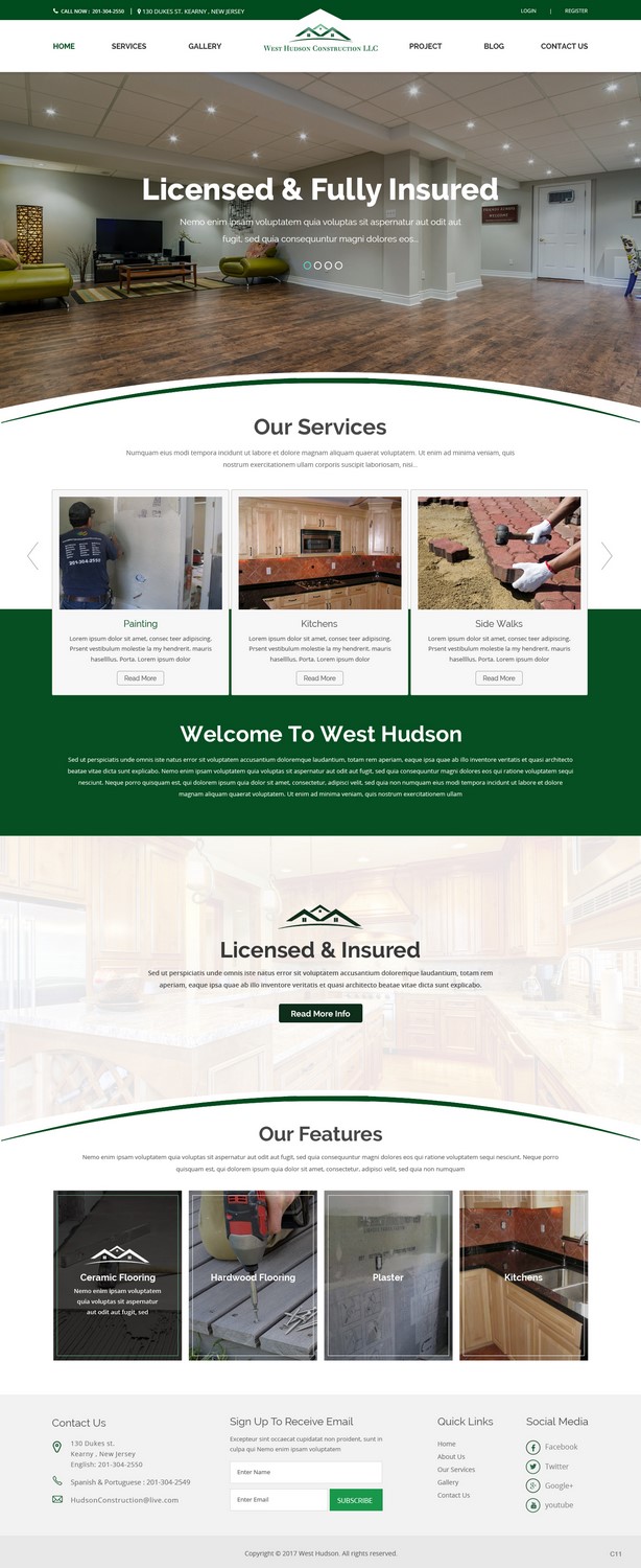 Diseño Web por pb para West Hudson Construction LLC | Diseño #13332350