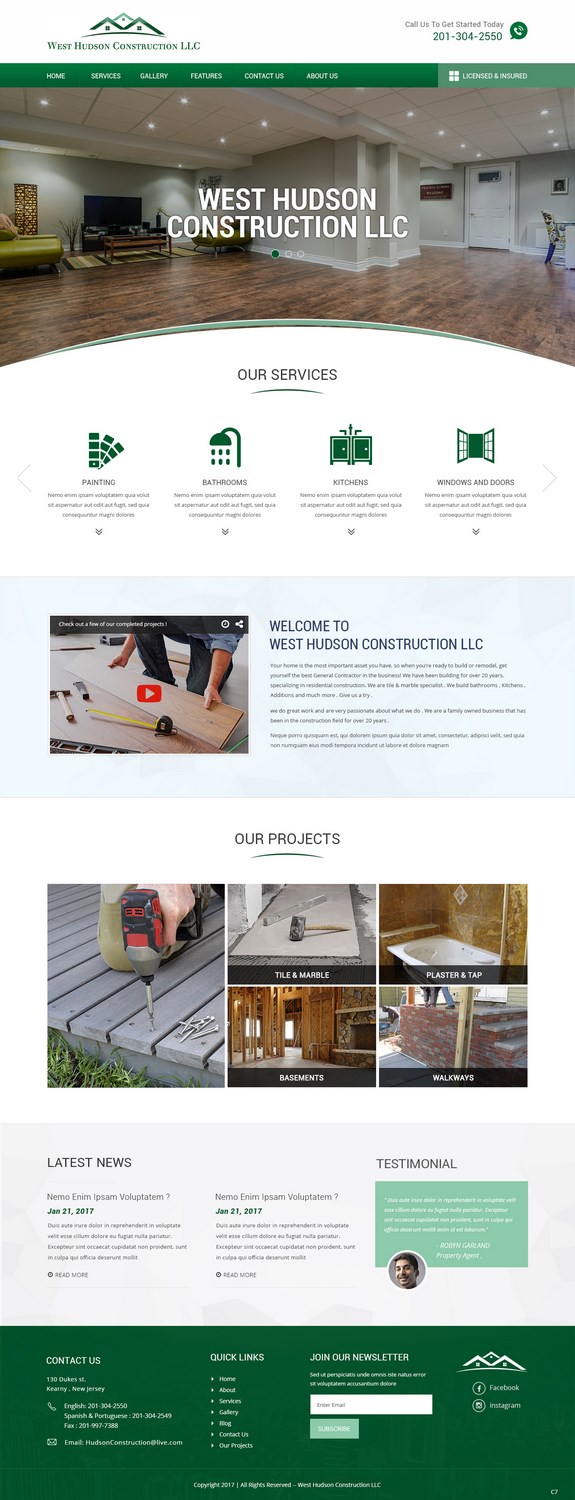 Diseño Web por pb para West Hudson Construction LLC | Diseño #13334612