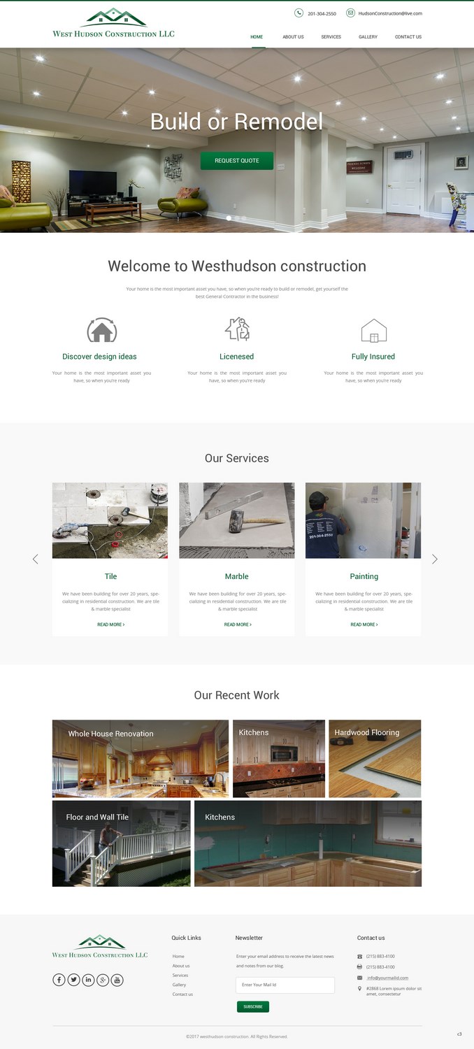 Diseño Web por pb para West Hudson Construction LLC | Diseño #13340922