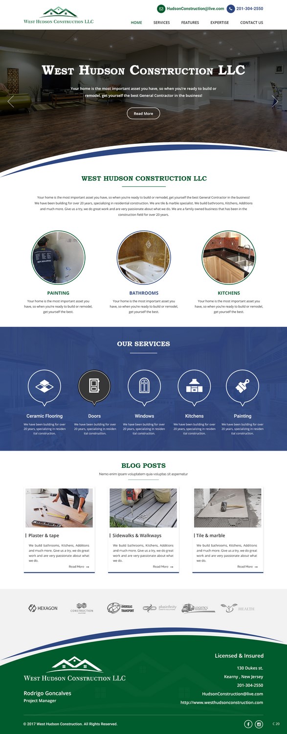 Diseño Web por pb para West Hudson Construction LLC | Diseño #13340923