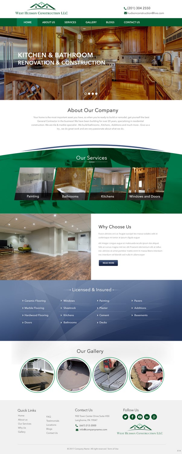 Web Design par pb pour West Hudson Construction LLC | Design #13340928