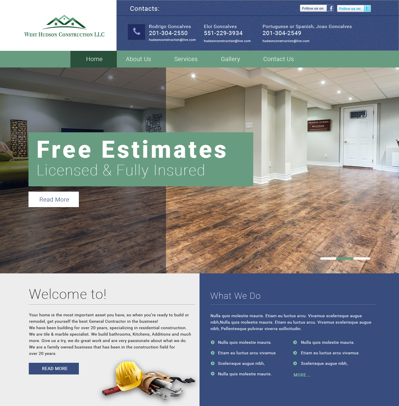 Web Design by Sujit Banerjee for West Hudson Construction LLC | Design #13392924