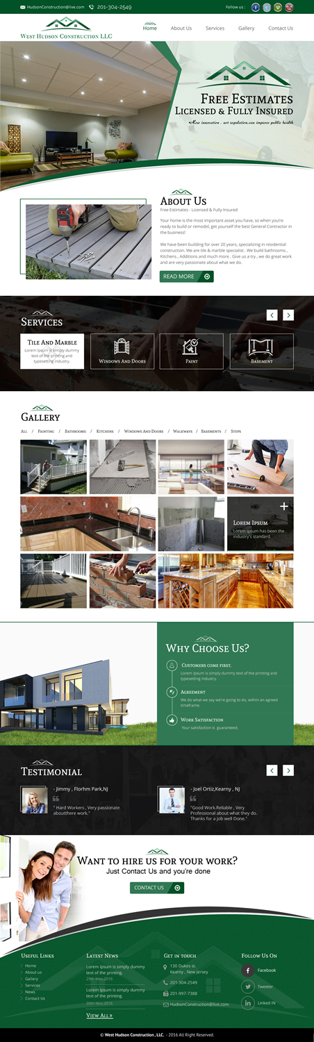 Web Design par rightway pour West Hudson Construction LLC | Design #13325119