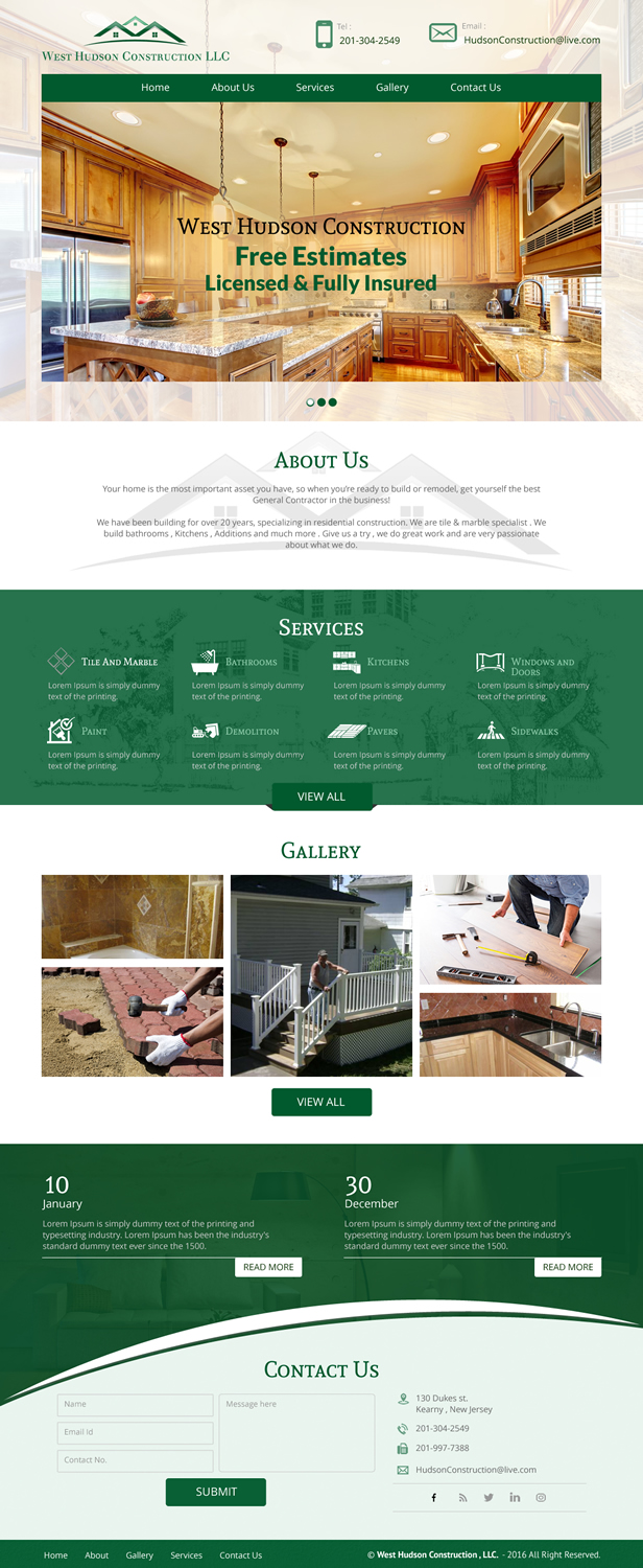 Web Design par rightway pour West Hudson Construction LLC | Design #13325121