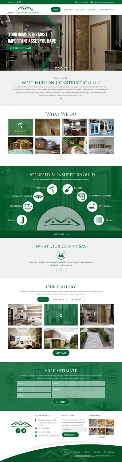 Web Design by rightway for West Hudson Construction LLC | Design #13325124