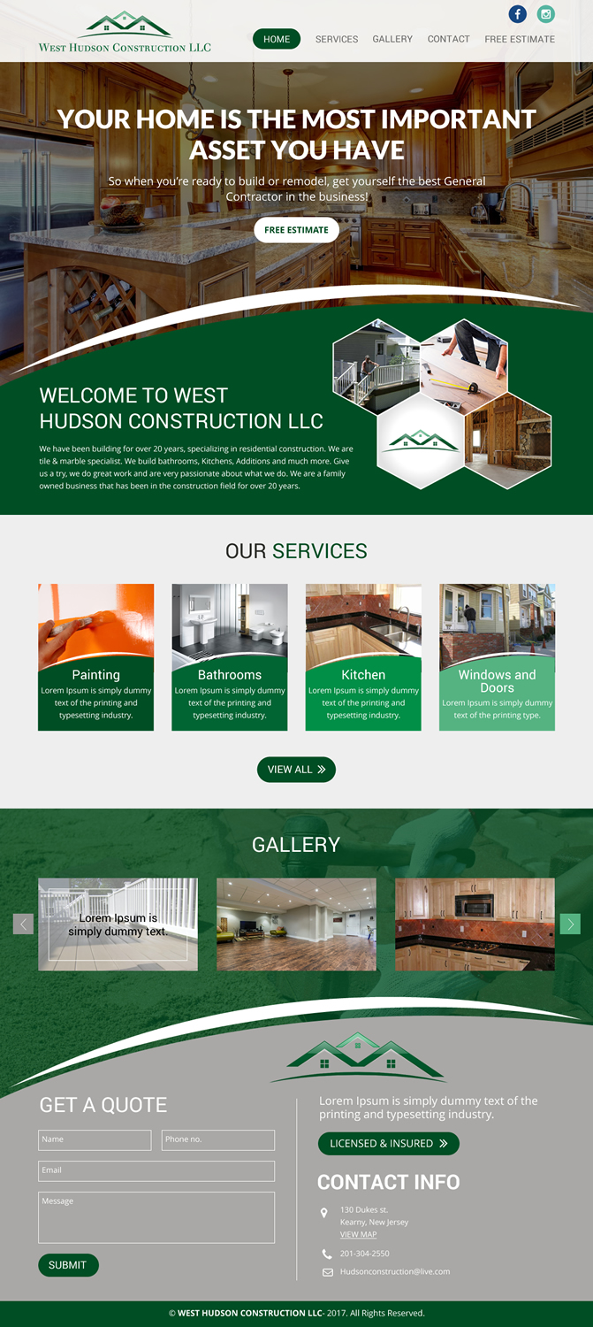 Web-Design von rightway für West Hudson Construction LLC | Design #13325126
