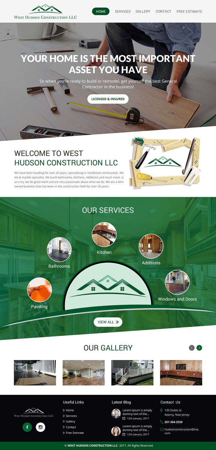 Web-Design von rightway für West Hudson Construction LLC | Design #13325127