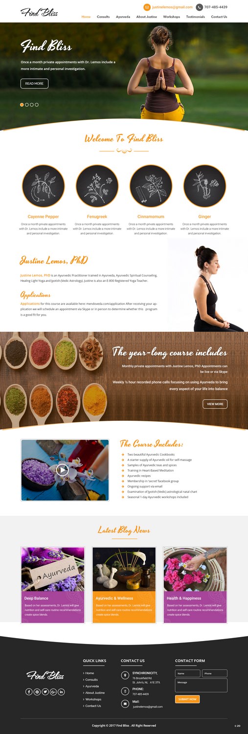 Wordpress Design by pb for at One yOga | Design #13340871