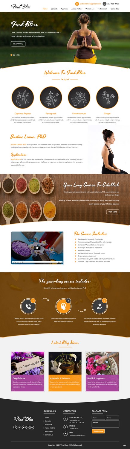 Wordpress Design by pb for at One yOga | Design #13372313