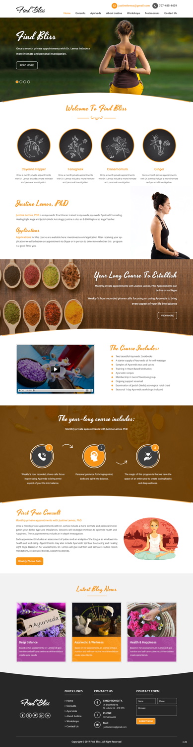 Wordpress Design by pb for at One yOga | Design #13379853