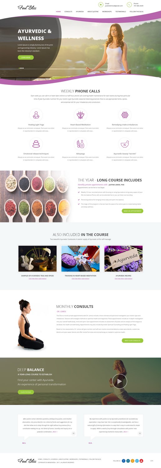 Wordpress Design by pb for at One yOga | Design #13387978