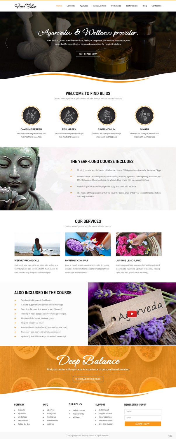 Wordpress Design by pb for at One yOga | Design #13387979