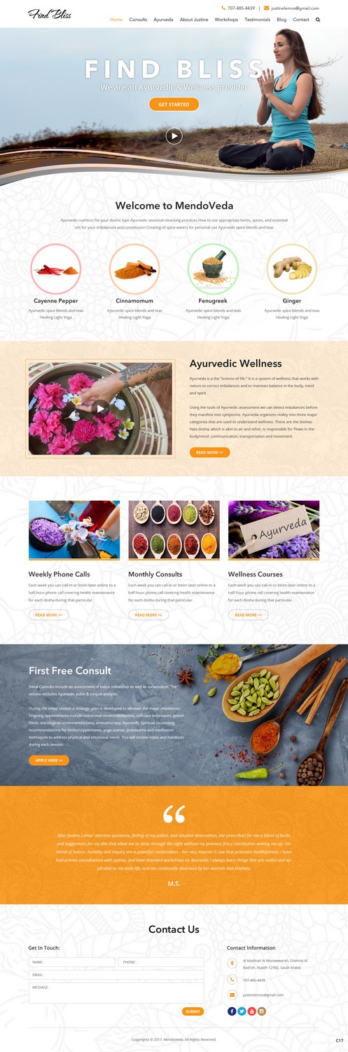 Wordpress Design by pb for at One yOga | Design #13425901