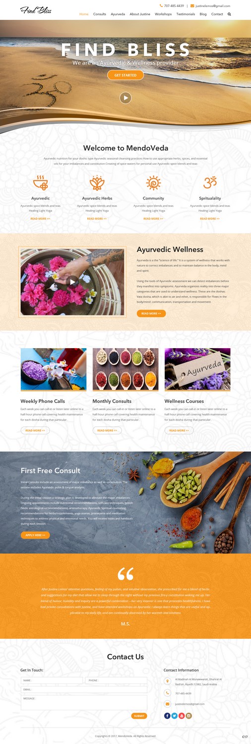 Wordpress Design by pb for at One yOga | Design #13425902
