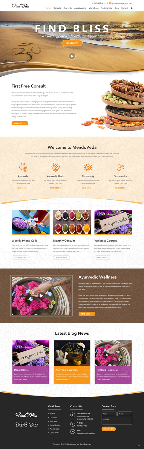 Wordpress Design by pb for at One yOga | Design #13487695