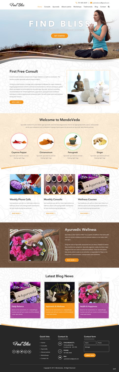 Wordpress Design by pb for at One yOga | Design #13509005
