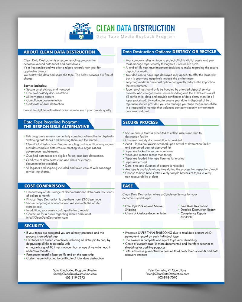 Flyer Design by ESolz Technologies for Clean Data Destruction | Design #13342157
