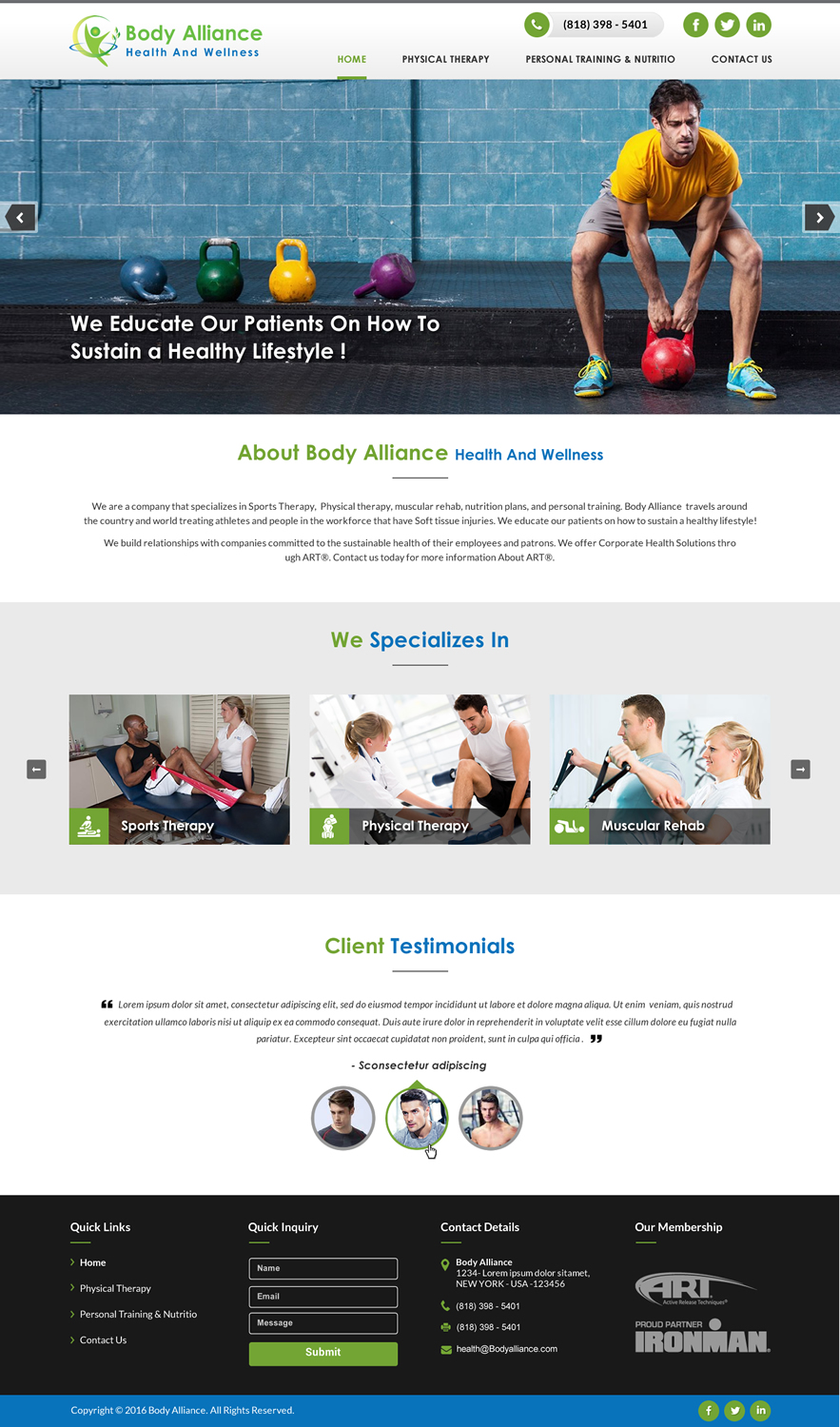 Diseño Web por Creative Design para Body Alliance LLC | Diseño #13510918
